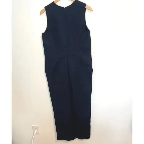 Everlane The Structured Cotton Jumpsuit In Navy Blue Size 6 New - Picture 8 of 13